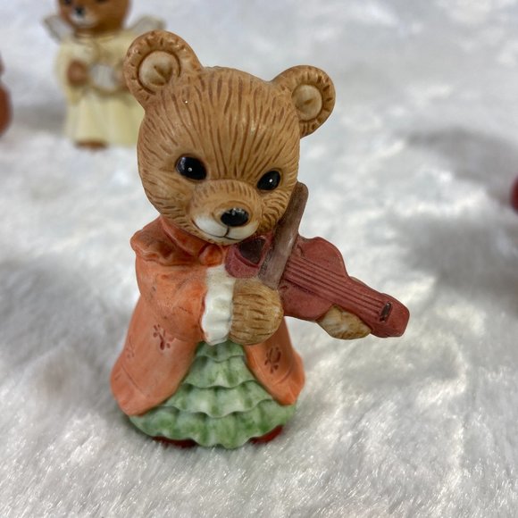 HOMCO #1422 Set of 5 Bear Musicians Porcelain Figurines Flute Trumpet Violin - Picture 4 of 9
